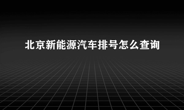 北京新能源汽车排号怎么查询