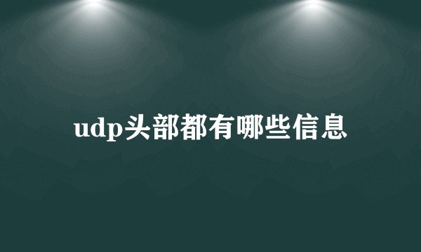 udp头部都有哪些信息