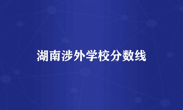 湖南涉外学校分数线