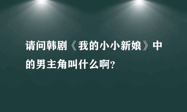 请问韩剧《我的小小新娘》中的男主角叫什么啊？