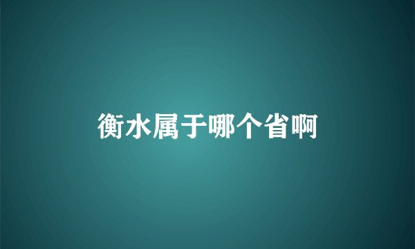 衡水属于哪个省啊