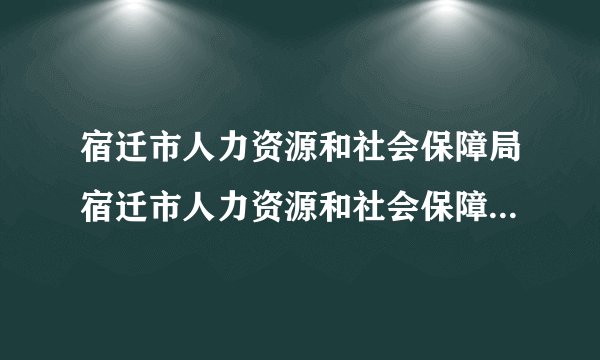 宿迁市人力资源和社会保障局宿迁市人力资源和社会保障局官网在线服务在哪