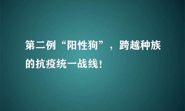 第二例“阳性狗”，跨越种族的抗疫统一战线！