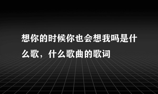 想你的时候你也会想我吗是什么歌，什么歌曲的歌词
