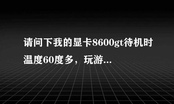 请问下我的显卡8600gt待机时温度60度多，玩游戏的时候魔兽之类的，温度达到75-80度左右，不知道这正常吗？