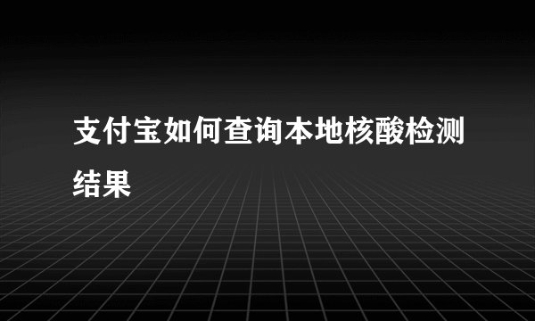 支付宝如何查询本地核酸检测结果