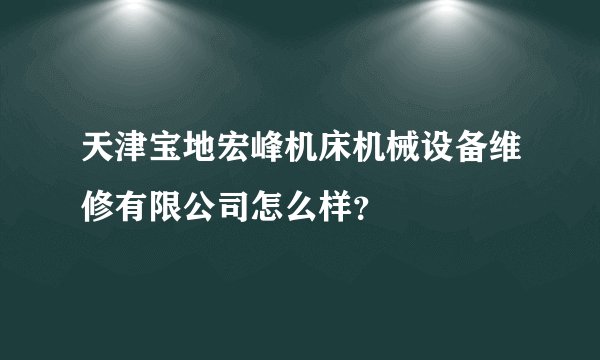 天津宝地宏峰机床机械设备维修有限公司怎么样？