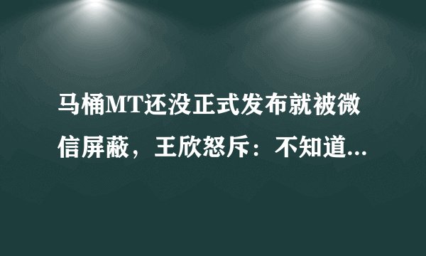 马桶MT还没正式发布就被微信屏蔽，王欣怒斥：不知道你怕什么？