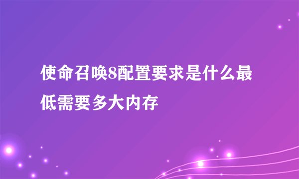 使命召唤8配置要求是什么最低需要多大内存