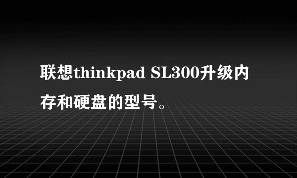 联想thinkpad SL300升级内存和硬盘的型号。
