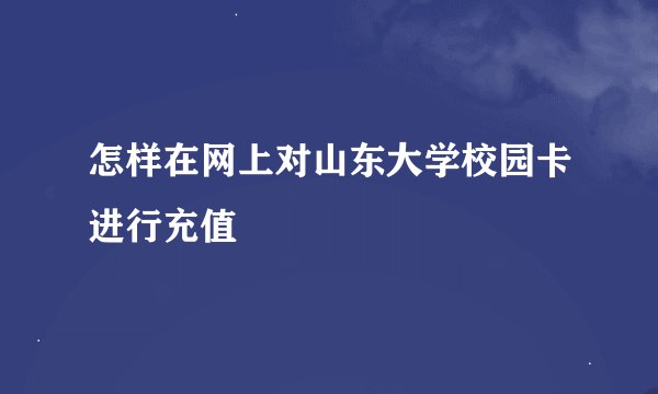 怎样在网上对山东大学校园卡进行充值