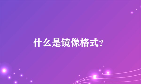 什么是镜像格式？