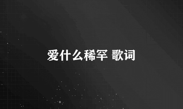 爱什么稀罕 歌词