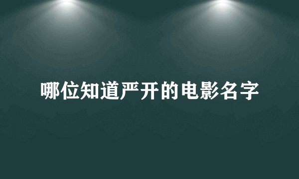 哪位知道严开的电影名字
