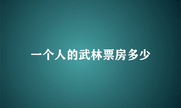 一个人的武林票房多少