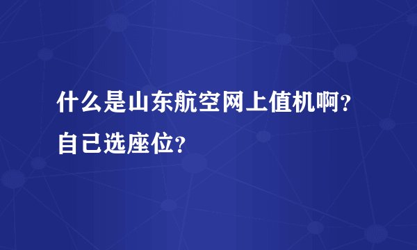 什么是山东航空网上值机啊？自己选座位？
