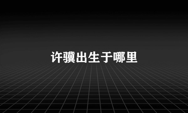 许骥出生于哪里