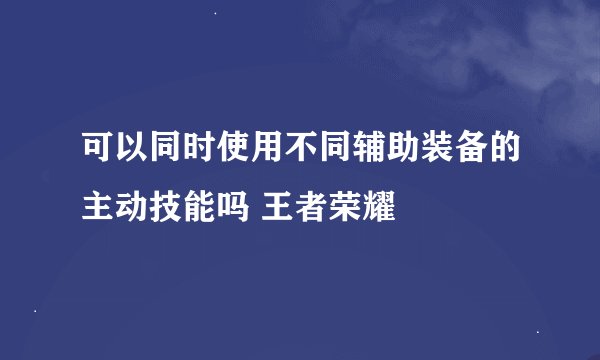 可以同时使用不同辅助装备的主动技能吗 王者荣耀