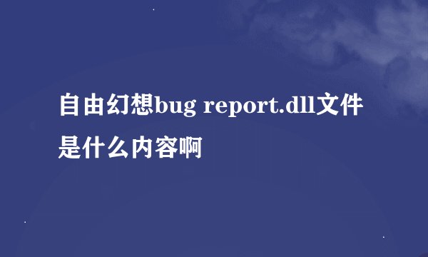 自由幻想bug report.dll文件是什么内容啊