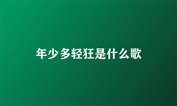 年少多轻狂是什么歌