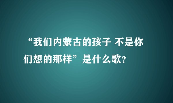 “我们内蒙古的孩子 不是你们想的那样”是什么歌？