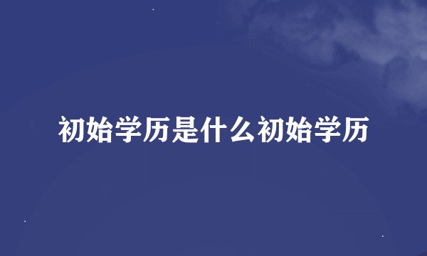 初始学历是什么初始学历