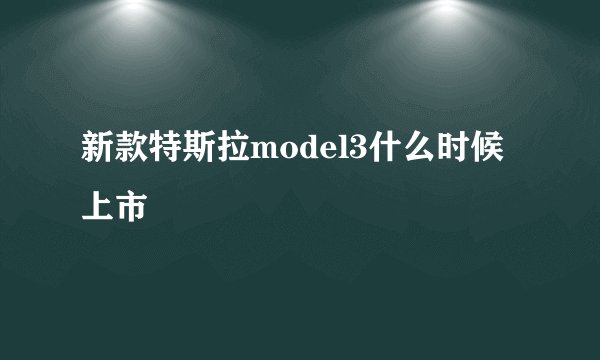 新款特斯拉model3什么时候上市