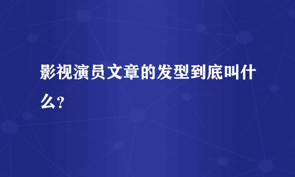 影视演员文章的发型到底叫什么？