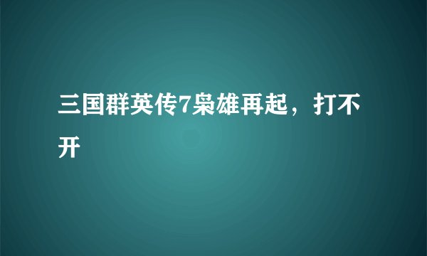 三国群英传7枭雄再起，打不开