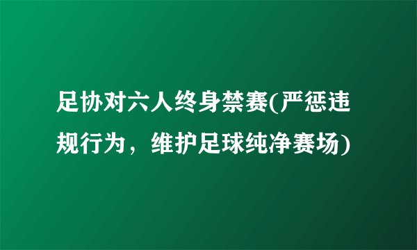 足协对六人终身禁赛(严惩违规行为，维护足球纯净赛场)
