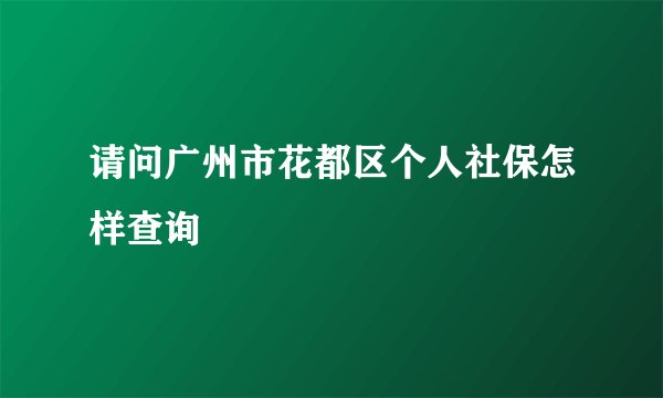 请问广州市花都区个人社保怎样查询
