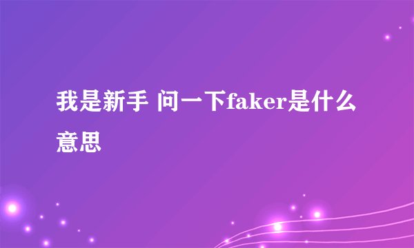 我是新手 问一下faker是什么意思