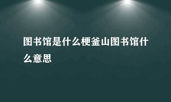 图书馆是什么梗釜山图书馆什么意思