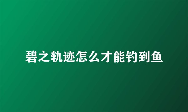 碧之轨迹怎么才能钓到鱼