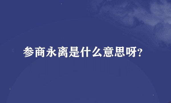 参商永离是什么意思呀？