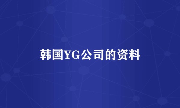 韩国YG公司的资料