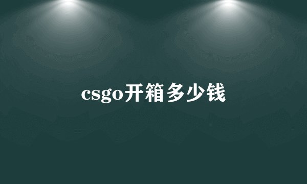 csgo开箱多少钱