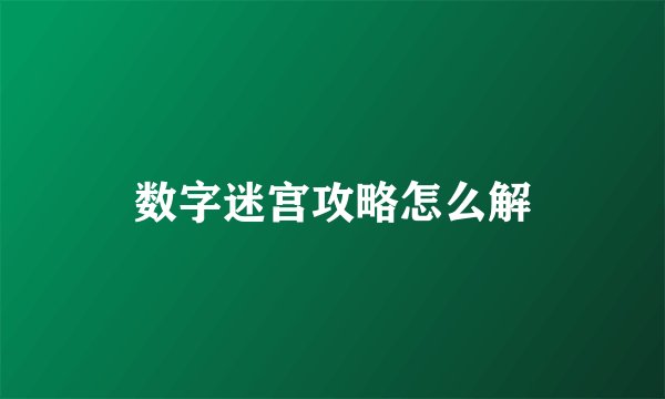 数字迷宫攻略怎么解