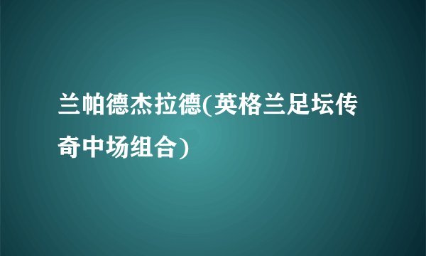 兰帕德杰拉德(英格兰足坛传奇中场组合)
