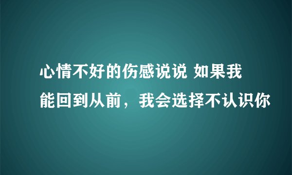 心情不好的伤感说说 如果我能回到从前，我会选择不认识你