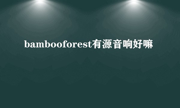 bambooforest有源音响好嘛