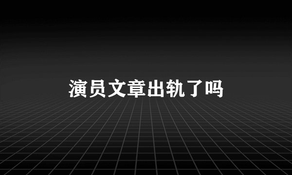 演员文章出轨了吗