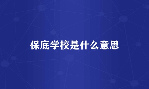 保底学校是什么意思