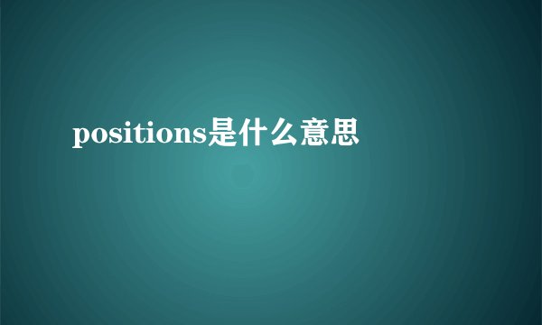 positions是什么意思