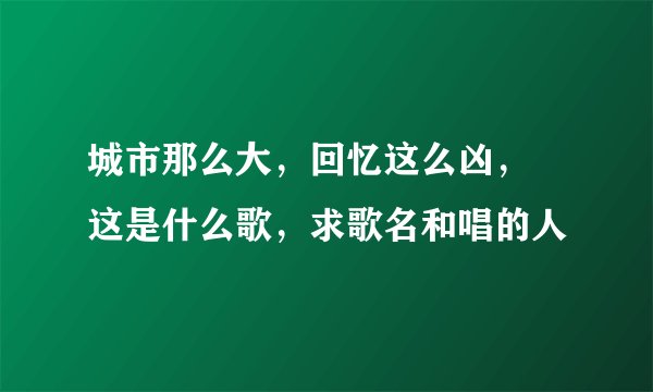 城市那么大，回忆这么凶， 这是什么歌，求歌名和唱的人