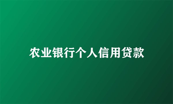 农业银行个人信用贷款