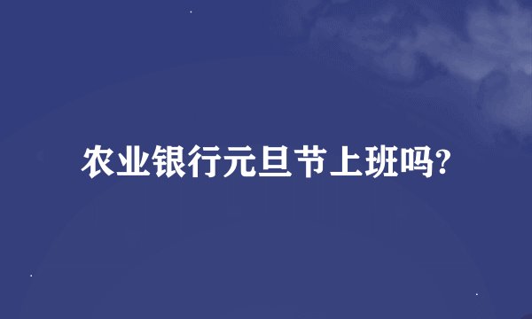 农业银行元旦节上班吗?