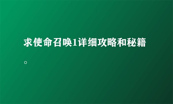 求使命召唤1详细攻略和秘籍。