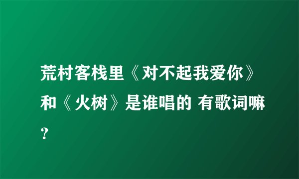 荒村客栈里《对不起我爱你》和《火树》是谁唱的 有歌词嘛？