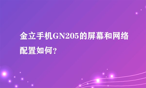 金立手机GN205的屏幕和网络配置如何？